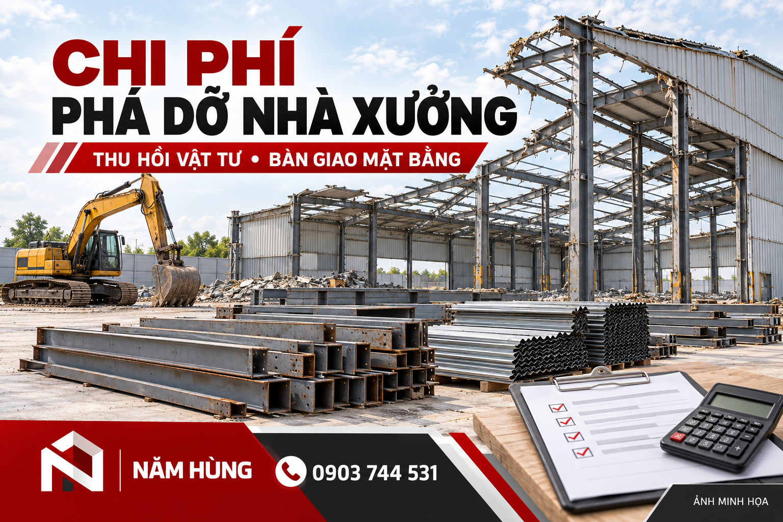 Ảnh minh họa phá dỡ nhà xưởng, thu hồi vật tư và bàn giao mặt bằng Năm Hùng